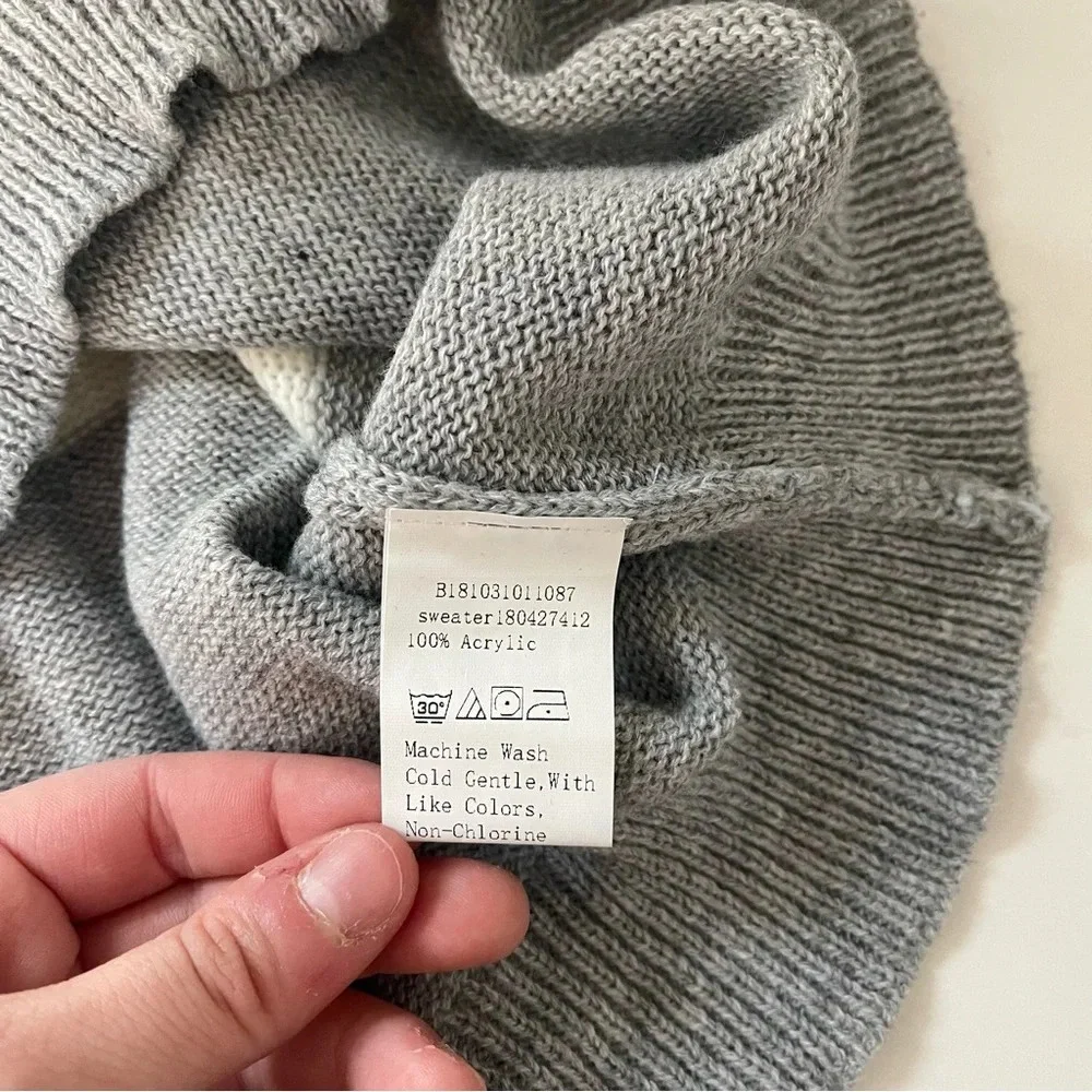 SHEIN Colorblock Sweater Baby Blue White Gray Drop Shoulder Medium Women’s